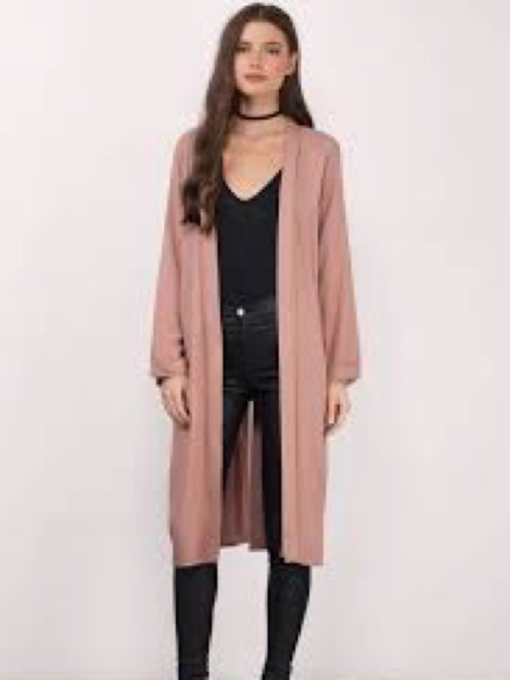 Vintage Designer Dusty Rose Open Front Linen Blend Lagenlook Duster